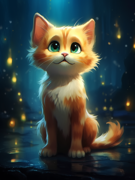 Fantasy cat orange - poster